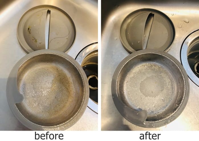キッチン排水口受け皿掃除のビフォーアフター