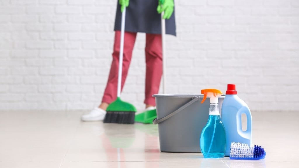 掃除道具と家政婦